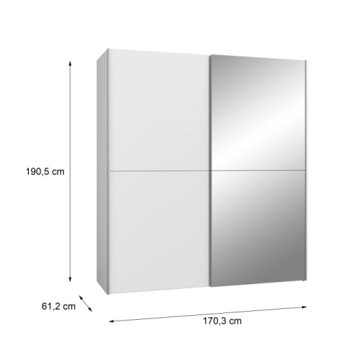 Szafa przesuwna z lustrem 170 cm Biała